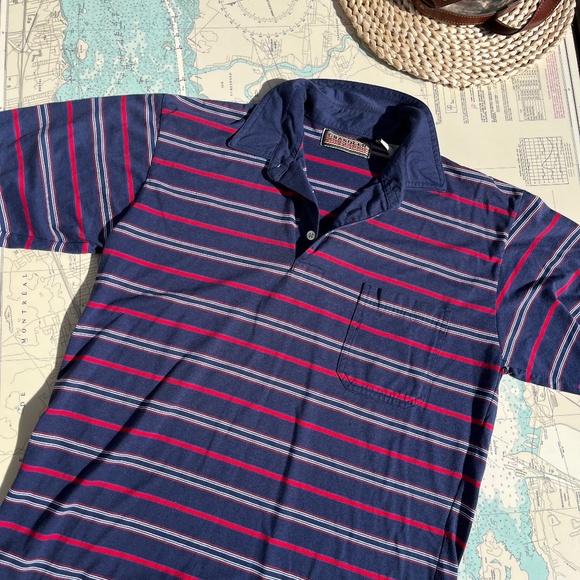 Vintage Chandler Striped Collared Golf Tee Shirt - Picture 1 of 4